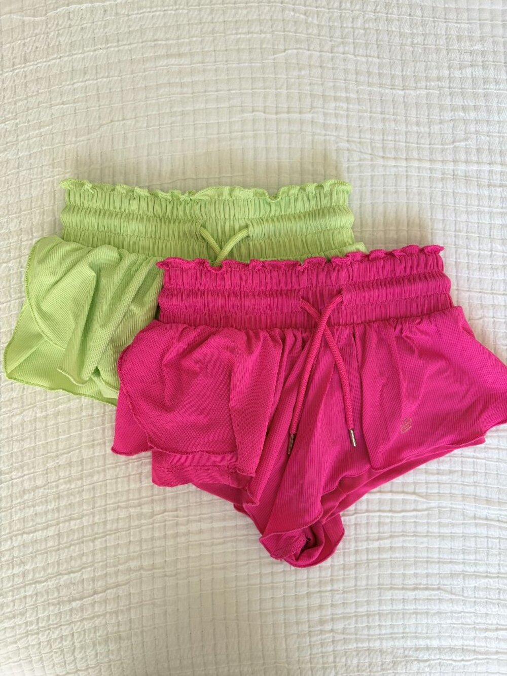 Lot 2 Justice Skort Girls XS Neon Pink Green Flutter Athletic Cheer Shorts 5/6